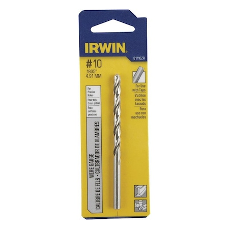 Irwin Irwin No 10 X 3-5/8 in. L High Speed Steel Jobber Length Wire Gauge Bit Straight Shank 1 pk 81110ZR
